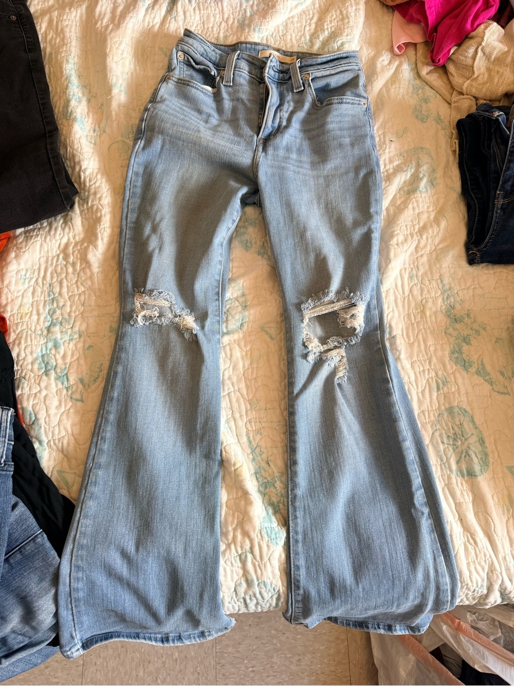 Levi's Light Blue Distressed Flare Jeans - Women's